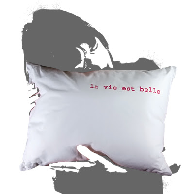 Coussin deco blanc la vie est belle autreshop.com