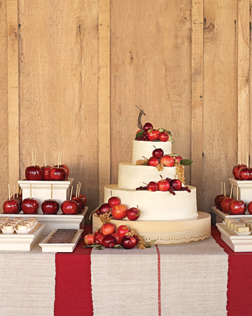 Poke twigs or floral picks into the bottoms of differentsize apples 