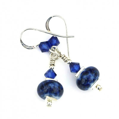 blue lampwork glass earrings gift for women