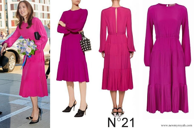 Crown Princess Mary wore No. 21 Long Sleeve Pleated Midi Dress