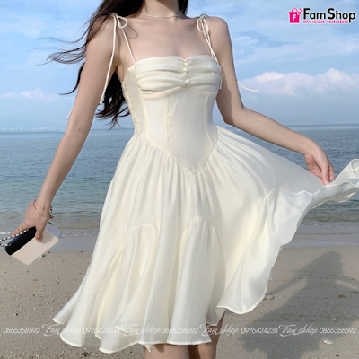 Váy maxi đi biển trắng VMXT470