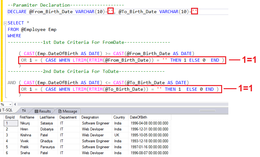 SQL Server Date Range Condition in WHERE Clause Without Date Criteria