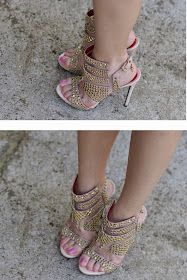 Cesare Paciotti sandals, nude studded heels, Fashion and Cookies, fashion blogger