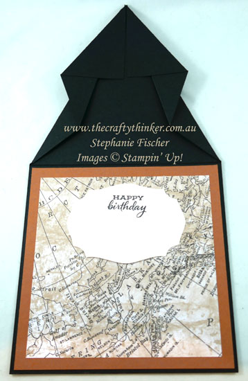 #thecraftythinker #stampinup #cardmaking #masculinecard #funfold #arrowfold #worldofgood #worldmapdies , Arrow Fold Card, Fun Fold, Masculine Card, World of Good DSP, World Map Dies, Stampin' Up Demonstrator, Stephanie Fischer, Sydney NSW