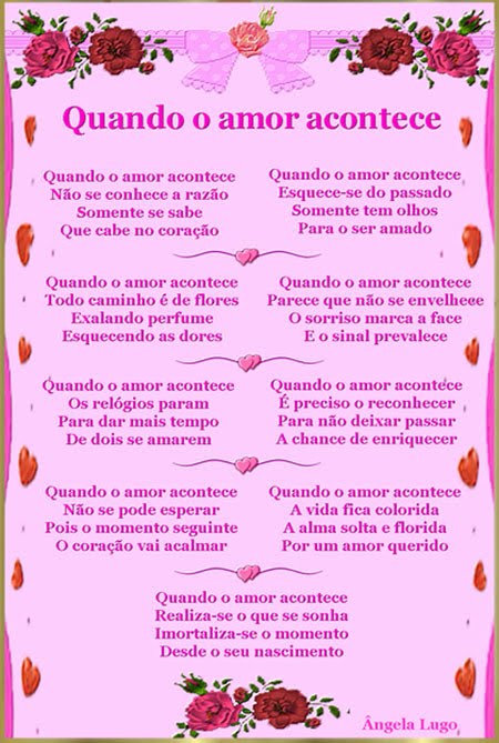 o amor acontece. quot;Quando o amor acontece