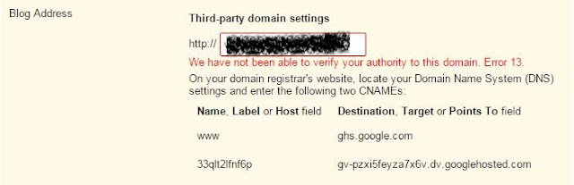 How to Solve Error while Adding Domain to Blogger?