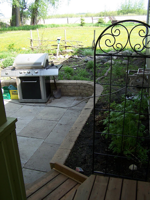 The steps from the gazebo to the patio