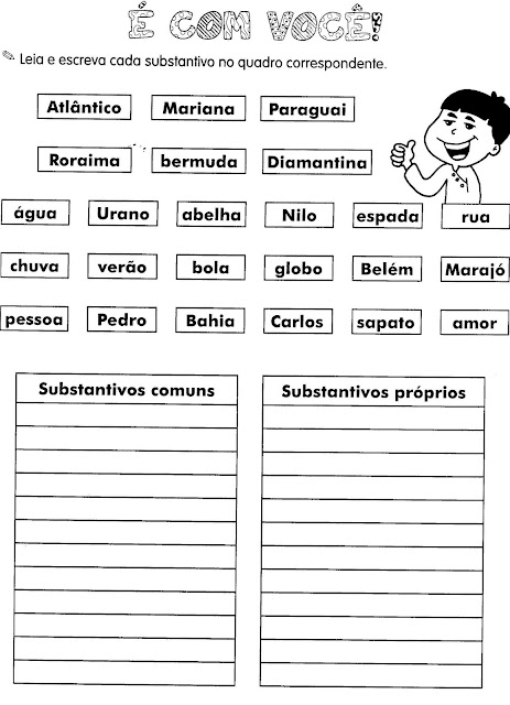 Atividades português 4 ano substantivo