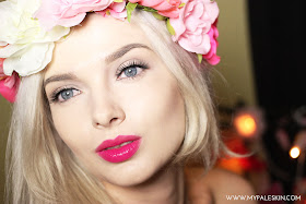 Summer makeup, Pale Skin, Bourjois Pink Pong, Swatch, Nars sheer glow, flower crown, my pale skin