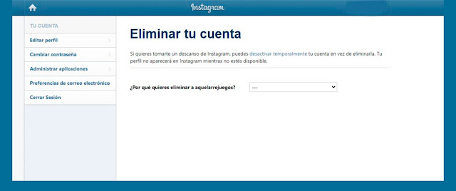 Elimina tu cuenta de Instagram