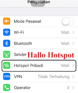 cara Memunculkan kembali menu personal hotspot pada menu setting/pengaturan iphone 5 ios 9