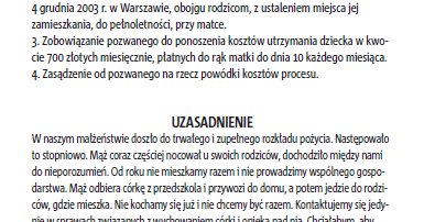 Pozew o rozwód i alimenty