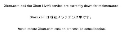 Xbox.com and the Xbox Live service are currently down for maintenance. Expect a Xbox Live MTU failed