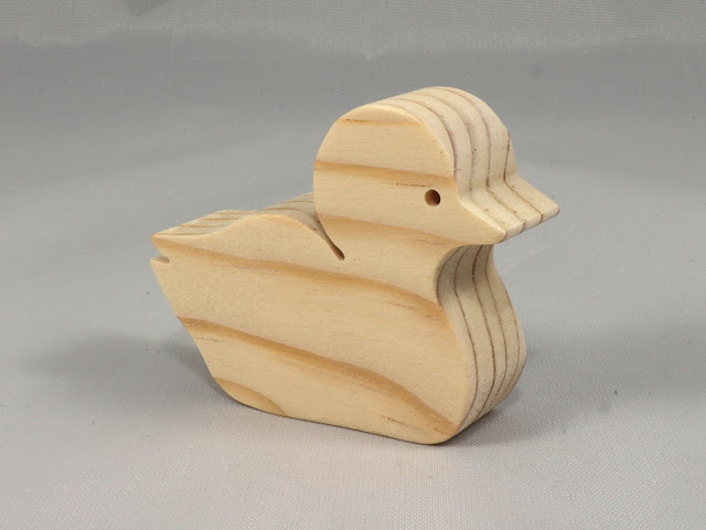 Wood Duck Cutout Handmade Unfinished, Unpainted, Freestanding, Stackable, Paintable, from the Itty-Bitty Animal Collection