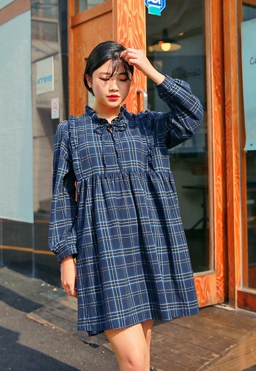 Empire Waist Check Dress