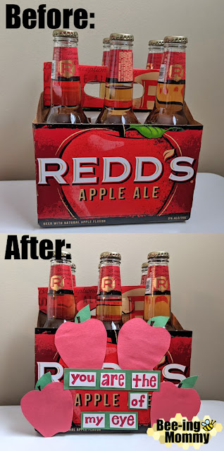 decorated beer box, decorated Redds Apple Ale, Redds Apple Ale, Redds Apple Ale gift, apple quotes, apple sayings, ale saying, red sayings, drink sayings, decorative beer box, Valentine's Day gift, gift idea, gift ideas, cheap gift, beer gift, apple of my eye