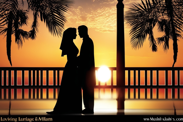 Une silhouette d'un couple musulman pour représenter la signification du mariage dans les rêves islamiques