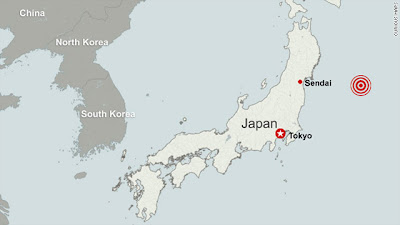 Earthquake in Japan , 7.1 magnitude, epicenter - Sendai
