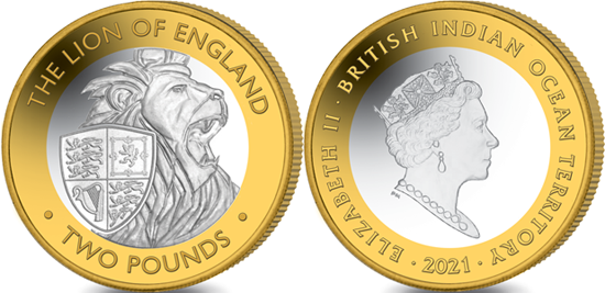 British Indian Ocean Territory 2 pounds 2021 - The Queen's Beasts - The Lion of England
