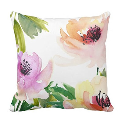 Floral Watercolor Print Pillow - $13.99 Springtime Bohemian Home Decor {Pastel Bohemian, Springtime Boho Home Decorations, Bohemian Easter}