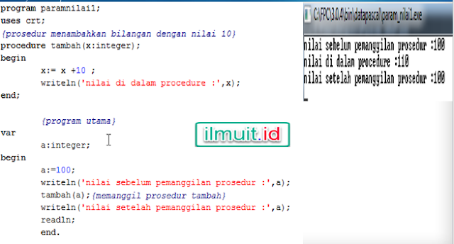 program pascal Melewatkan Data By Value / Nilai 