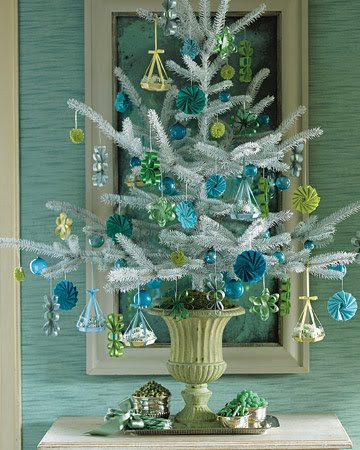 Modern blue and green Christmas tree