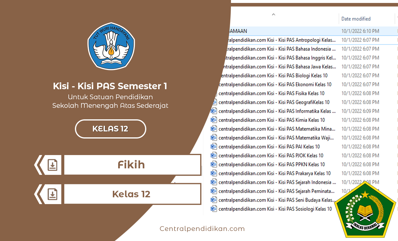 Kisi Kisi PAS Fikih Kelas 12 Tahun 2022/2023 Semester 1