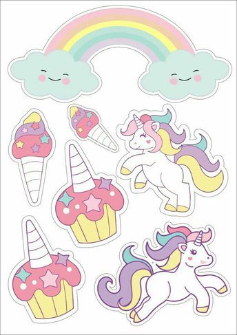 Unicornios Bebés: Toppers para Tartas, Bizcochos o Pasteles para Imprimir Gratis.