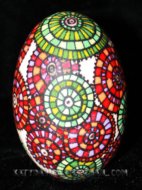 Batik eggshell colorful stained glass windows