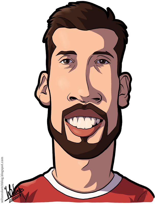 Cartoon caricature of Ezequiel Garay.