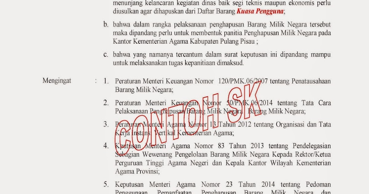 CONTOH SK PANITIA PENGHAPUSAN BMN - CMS