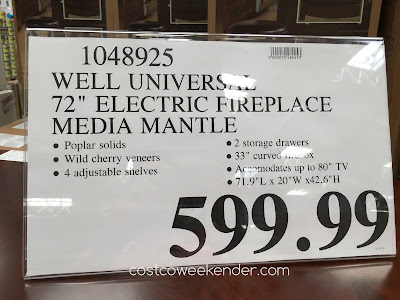 Deal for the Well Universal 72-inch Electric Fireplace Media Mantle at Costco