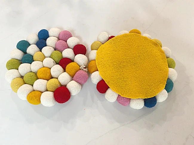 felt ball trivets with felt backing