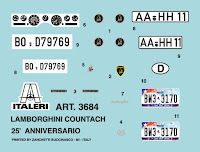 Italeri 1/24 LAMBORGHINI COUNTACH 25th Anniversary (3684) Colour Guide & Paint Conversion Chart