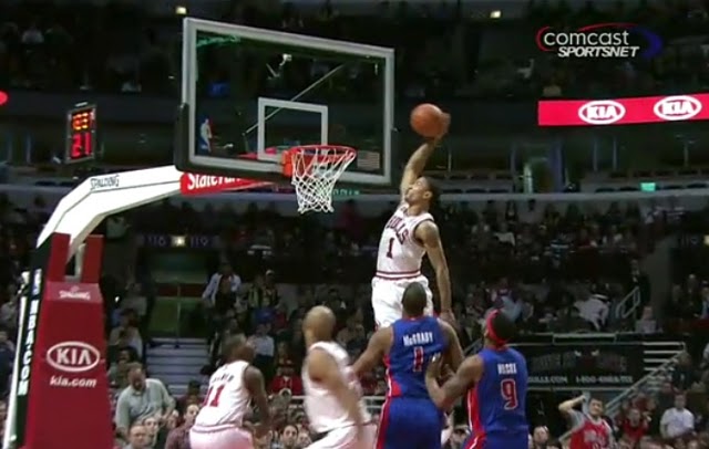 derrick rose dunking on knicks. derrick rose dunking on