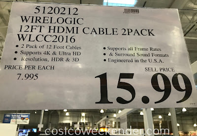 Deal for a 2 pack of Wirelogic Sapphire HDMI Cables at Costco