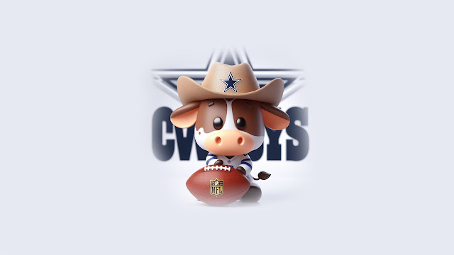 3D Cute Cow Mascot For Dallas Cowboys NFL Team HD Wallpaper