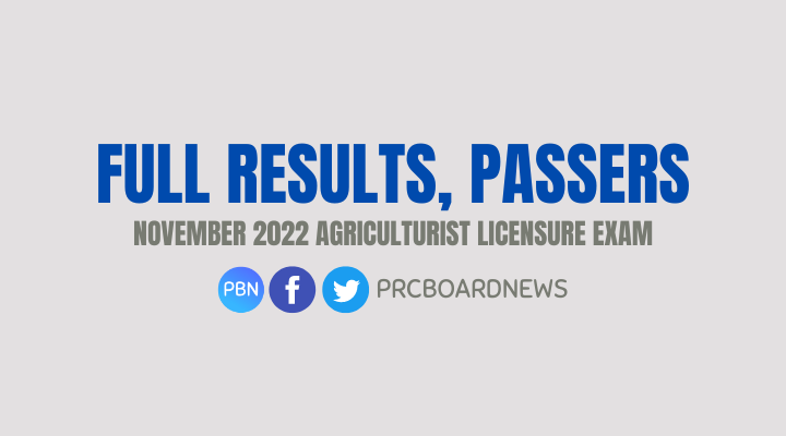 RESULT: November 2022 Agriculturist board exam list of passers