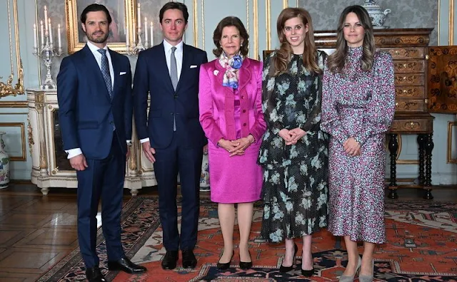 Princess Sofia wore a wild-blossom print blouse and skirt from By Malina, Princess Beatrice wore whitewave tiered dress by Zimmermann