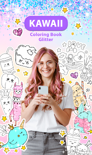 Kawaii Coloring Book Glitter