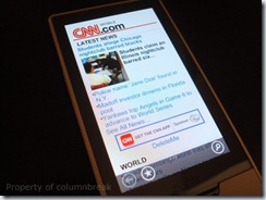 On the CNN mobile site on the Zune HD web browser