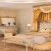 Elegant orange in beige bedroom furniture set.