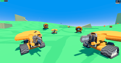 A screenshot from Uprooted, showing a bunch of robots in pursuit.