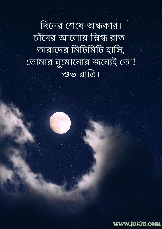 Moon and stars good night message in Bengali