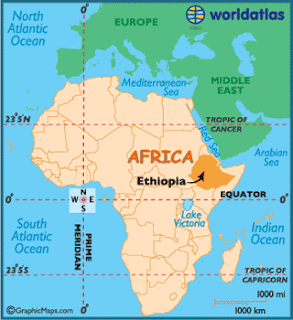 mapa Afryki, Etiopia,