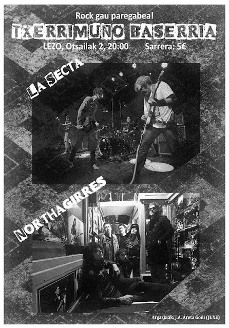 Cartel Concierto de La Secta en el Txerrimuño Baserria de Lezo