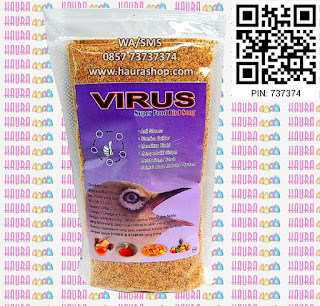 Voer Virus kaya akan nutrisi. Mengandung Vit A, Vit D3, Vit E, Zinc, Calsium oxide, Omega 3, Omega 9, DHA dengan Additives seimbang per kemasan 100gram.