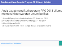 Persyaratan dan Tata Cara Pendaftaran Calon Peserta PPG Dalam Jabatan Tahun 2018