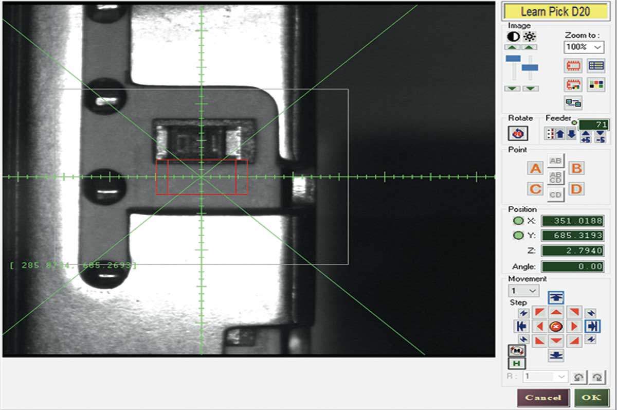 Automatic adjustment of feeder stop & pickup positions