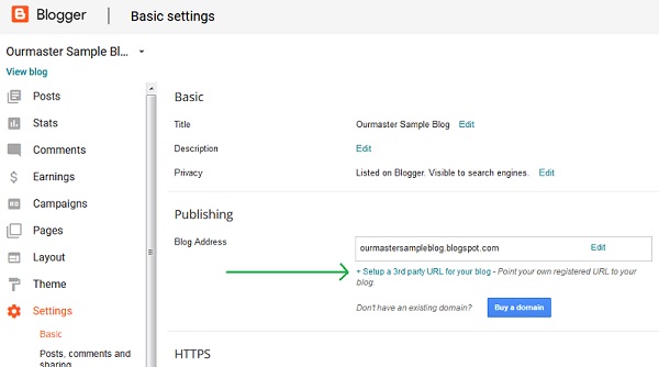 How to setup a custom domain on blogger blog